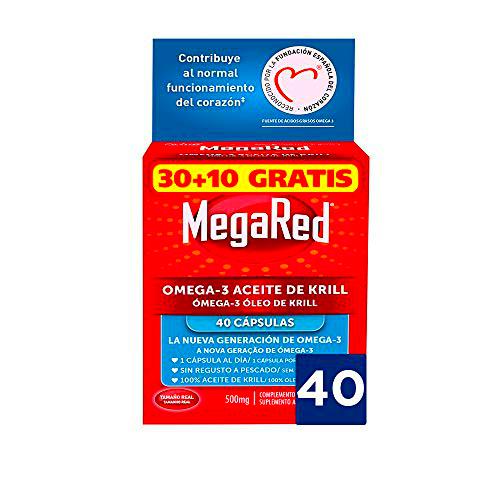 Megared Omega 3 - Aceite de Krill Complemento Alimenticio sin Regusto a Pescado 30+ 10 cápsulas gratis