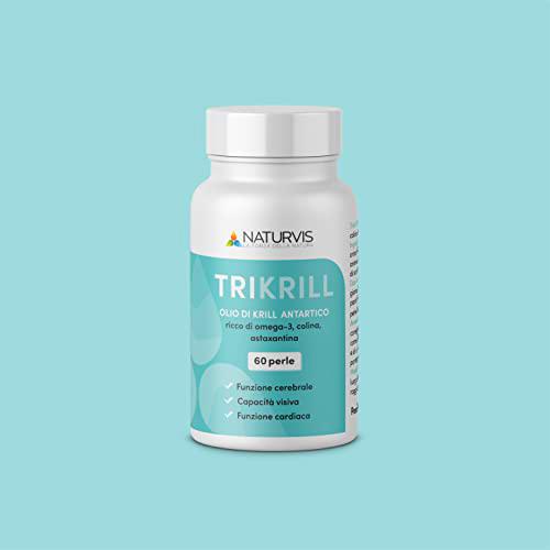 TRIKRILL© Aceite de Krill Antártico de pesca sostenible certificado; rico en omega 3: 260 mg de EPA y DHA; 82,6 mg de colina