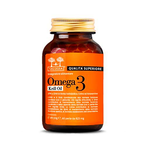 OMEGA 3 KRILL OIL Salugea - 100% natural de puro aceite de Krill Antártico con colina y Astaxantina